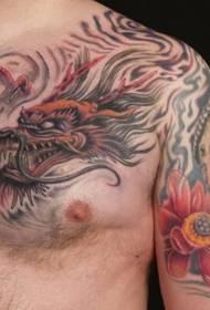 Tatuaje de dragón de media armadura masculina