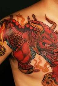 Pusės likimo dievo žvėries tatuiruotės modelis