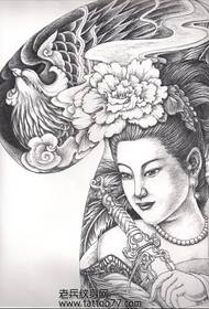 Manuscris tatuaj Semii-: manuscris de tatuaj Phoenix frumusețe pe jumătate strălucitor