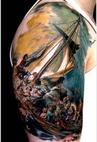 Naufragio di colore grande braccio con motivo tatuaggio ritratto
