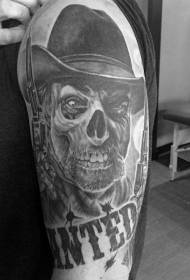 Model de tatuaj craniu occidental gri cowboy demon craniu