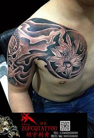 Half Arm Lotus Tattoo - Chest Tattoo
