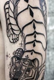 Arm svart svart tiger tatuering mönster