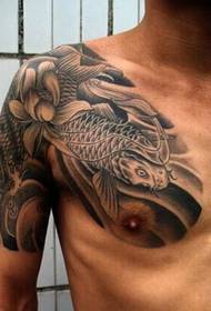 Kinų talismano pusės šarvo tatuiruotė