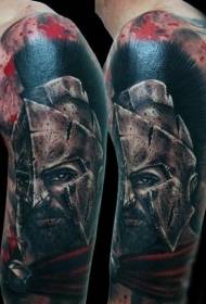 Schëller Faarf realistesch Spartan Krieger Tattoo Muster