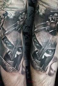 Arm grey inkazimulo Spartan iqhawe indaba ephathwayo tattoo iphethini