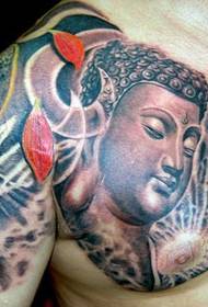 Men's favorite Buddha half armor tattoo