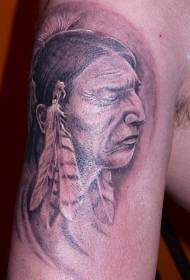 Spalla, antico indiano, ritratto, tatuaggio, tatuaggio