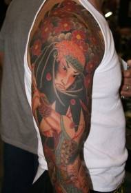 Boja cvjetne ruke japanski ratnik uzorak tetovaža