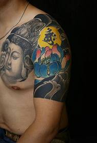 Klassesch Perséinlechkeet Buddha Statue Half Armor Tattoo