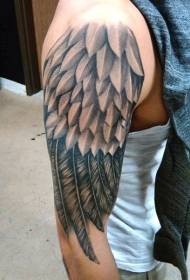 Big arm eenvoudige swart en wit fantasie vleuels tattoo patroon