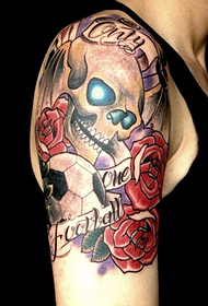 Arm color skull rose letter football tattoo picture