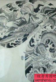 Semi-guan guan gong patró de tatuatge llarg: domini de guan gonglong, mig patró de tatuatge