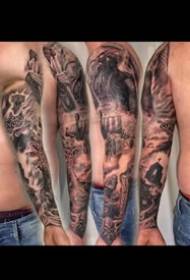 9 groups of European and American realistic style large flower arm tattoo works