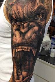 Vrlo zastrašujuća cvjetna ruka 3d gorilla tattoo tetovaža