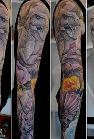 Flower arm dinosaur tattoo pattern