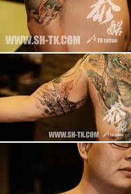 Cool klassiek half Boeddha en eenhoorn tattoo-patroon