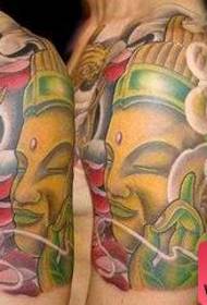 Half-bow tattoo iphethini: umbala uhhafu-umnsalo Buddha ikhanda squid tattoo iphethini