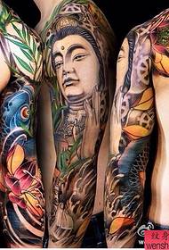 Tattoo-Figur Empfehlen eng traditionell Faarf Guanyin Bliederfaarf Blummen Tattoo Wierker