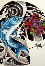 Manuscris de tatuaj Semi:: manuscris de tatuaj de crizantemă pe jumătate de squid