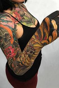 Цветна рука са божјим ликом тетоваже лубање тетоваже