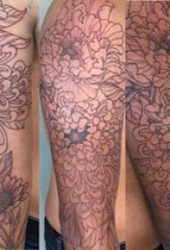 Linia kwiat kwiat ramię kreatywny tatuaż obraz