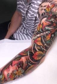 Erkek kol boyalı suluboya kroki yaratıcı kafatası korku çiçek kol dövme resim