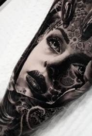 Boy's arm on black gray flower arm beautiful person portrait tattoo picture