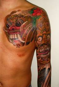 Halftint tattoo patroon: kleur 胛 胛 half- 胛 bloem arm tattoo patroon