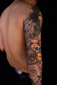 Flower arm European and American female portrait tattoo tattoo