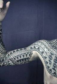 15 чорно-білих сірих стилів геометричні елементи прості лінії повний рукав квітка рука татуювання візерунок Daquan
