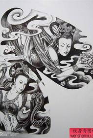 एक लोकप्रिय आणि सुंदर अर्धा ड्रॅगन दुनहुआंग फीशियन टॅटू हस्तलिखित हस्तलिखित नमुना चित्राची शिफारस करा