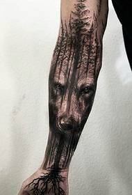 Patrón de tatuaje de tótem 3d de brazo de flor un oso