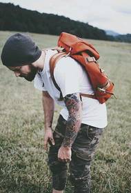 European handsome guy leads the flower arm trend