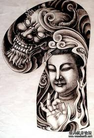 Patró de tatuatge de mig arc: patró de tatuatge de dimoni Guanyin de mig arc