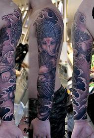 Cvjetna ruka tetovaža - slon bog - umjetnička tetovaža