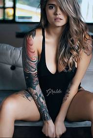 A set of European and American girls' individual flower arm tattoo designs