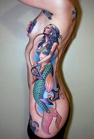 Motif de tatouage de sirène de fleur de bras de fleur pour homme