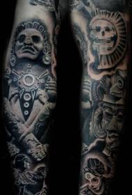 Pátrún tatú tattoo taibhseach dealbh cloiche Aztec