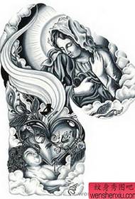 Persoonlike versameling klassieke Europese en Amerikaanse religieuse tatoeëerhandskrif vir halfma-skoonma-tatoeëermerke met groot vrystelling