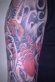 Lengan bunga gaya Jepang squid tato tato mekar muda