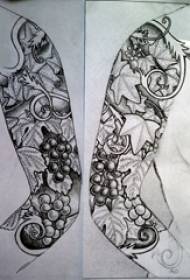 Blomma arm manuskript svart grå klassisk blomma arm tatuering manuskript