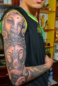 Hermosa personalidad brazo de flor cabeza de Buda y patrón de tatuaje de dios elefante