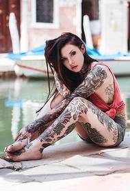 Emotional beauty beautiful flower arm flower leg tattoo picture