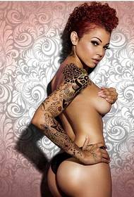 super sexy bellezza straniera nude fiore braccio tatuaggio stampa