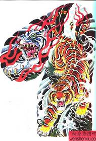 Una col·lecció de patrons de manuscrits tatuatges de tigre de mitja longitud i populars
