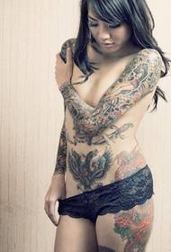 Sexy beauty super glamorous body color totem tattoo illustration