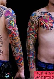 Patrón de tatuaje de medio arco: patrón de tatuaje de loto de bala de medio arco de color