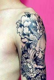 Flower arm tattoo pattern combined with flower and prajna