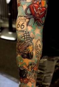 Braccio di fiori vecchia scuola set completo di modelli di tatuaggi